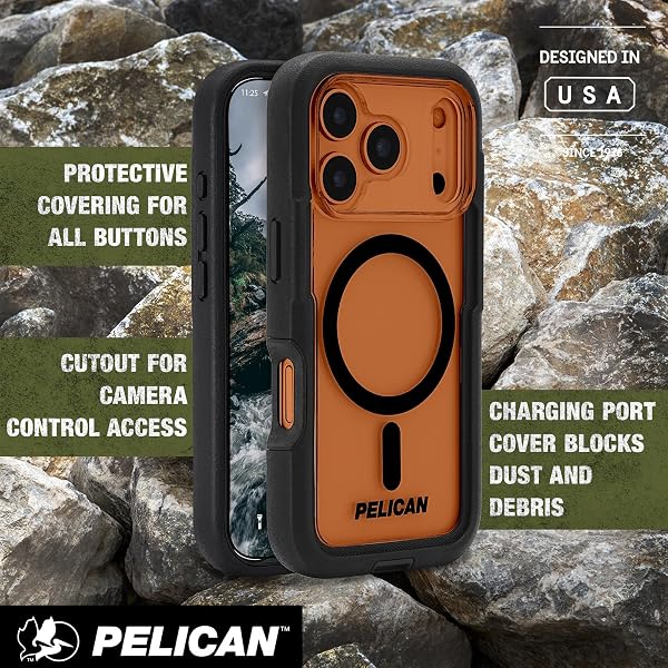 PELICAN VOYAGER IPHONE 17 PRO CASE [COMPATIBLE WITH MAGSAFE] RUGGED PHONE CASE W/ 24FT MILITARY-GRADE DROP PROTECTION – HEAVY DUTY PHONE COVER W/BELT CLIP HOLSTER FOR IPHONE 17 PRO – BLACK/CLEAR