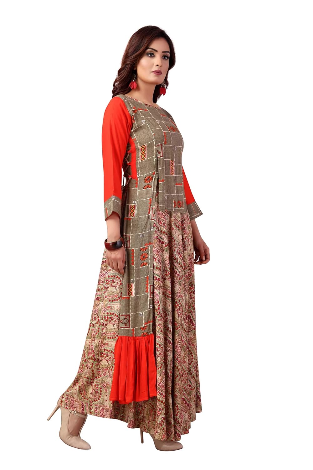 madhuram textiles women's rayon anarkali kurti