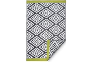 Fab Habitat Southwestern Aztec Outdoor Rug - Waterproof, Fade Resistant, Crease-Free, Reversible - Premium Recycled Plastic - Patio Porch Balcony Deck - Valencia Gray - 8x10 ft