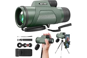 AMITHER 12x50 Monocular Telescope for Smartphone, HD Monoculars for Adults High Powered Compact Scope, Portable Handheld Telescope with Phone Adapter & Tripod for Hiking Bird Watching Camping, Gifts for Men