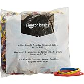 Amazon Basics Assorted Size and Color Rubber Bands, Strong Elastic Stretch Office Supplies, 0.5 lb. Variety Assortment