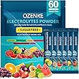 OZENKE Electrolytes Powder Packets, 60 Sticks Hydration Packets Sugar Free, Electrolyte Drink Mix Travel Electrolyte Packets for Rapid Hydration, 6 Flavors