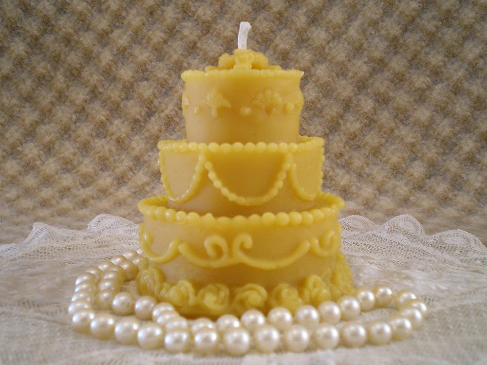Beeswax Candle Birthday or Wedding Cake Shaped Candle in