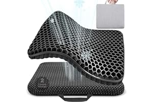 Gel Seat Cushions for Long Sitting, Double Thick seat Cushion Breathable Honeycomb Design Absorbs Pressure Points Seat Cushio