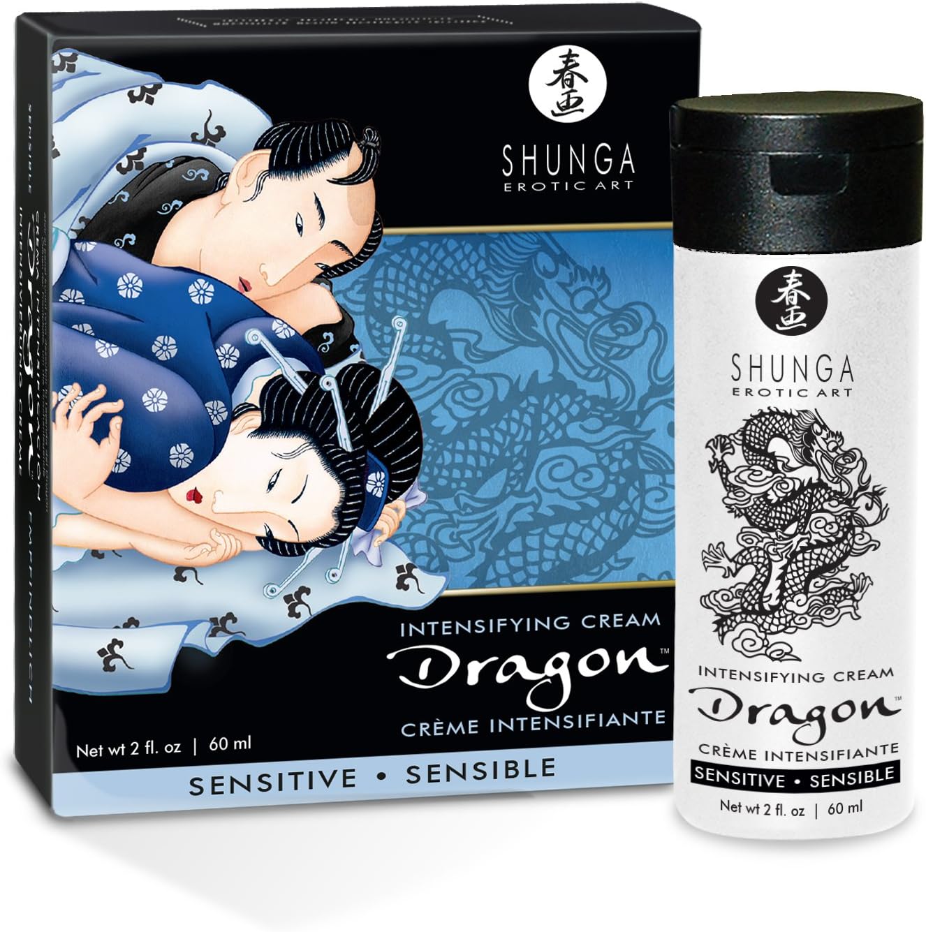 Shunga Dragon Sensitive Intensifying Cream for Couples, Black