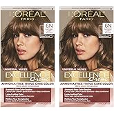 L’Oreal Paris Excellence Universal Nudes Permanent Hair Color, Ammonia Free Hair Dye for Gray Hair Coverage, 6N Natural Light Brown, 1 Kit (Pack of 2)