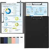 SFLHHDM 1 PCS Clipboards Foldable, Folding 360&deg;Cover Folder Clipboard, Plastic Clip Boards with Double Low Profile Clip,Letter Size File Folder Storag Clip Board for A3 A4 Paper-Black