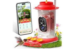 RICHBIRD Smart Hummingbird Feeder with Camera Solar Powered, AI Identify, Instant Notification, Leakproof & Ant Moat Bird Feeder with Camera, Hummingbird Feeders for Outdoors, Gift for Bird Lovers (20 oz)
