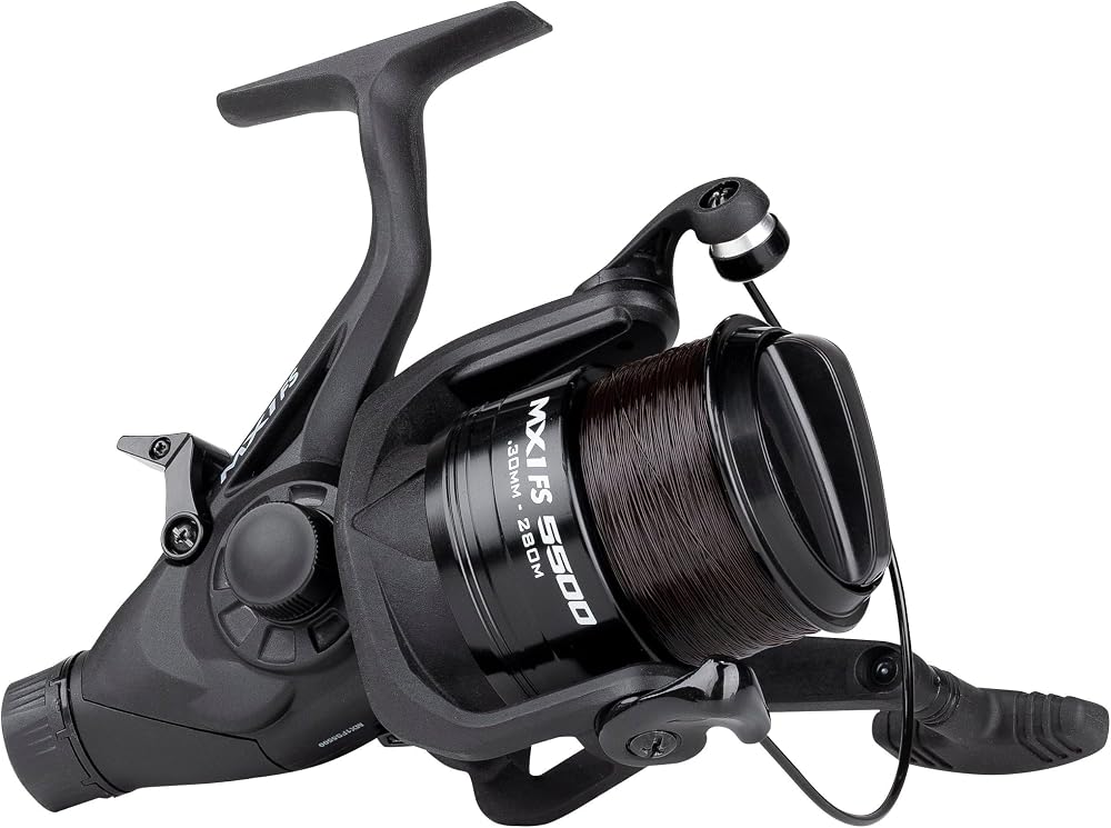 Mitchell MX1 FS 5500 Spinning Reel with Line Black Aluminium 2+1 Bearings