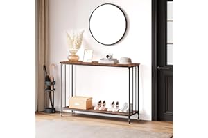 GarveeTech Console Table for Entryway, Narrow Sofa Table with Storage Shelf, Industrial Hallway Table with Metal Frame for Li