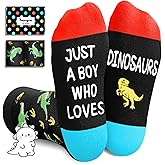 HAPPYPOP Dinosaur Gift Ideas - Dino Lovers Socks for Boys Kids Ages 7-12