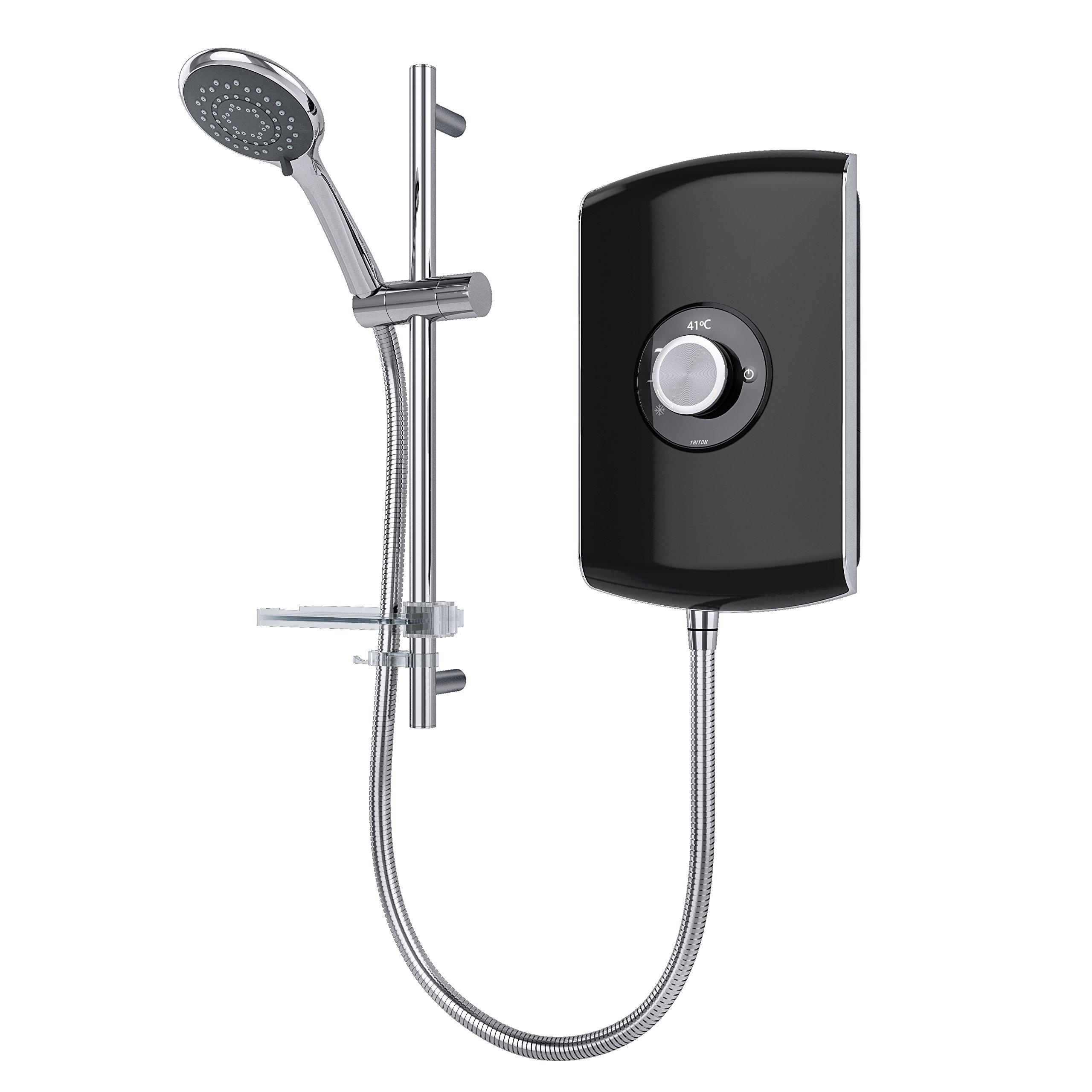 Triton Showers REAMO9GSBLK Amore Slender Electric Shower, Black Gloss, 9.5 KW, 1