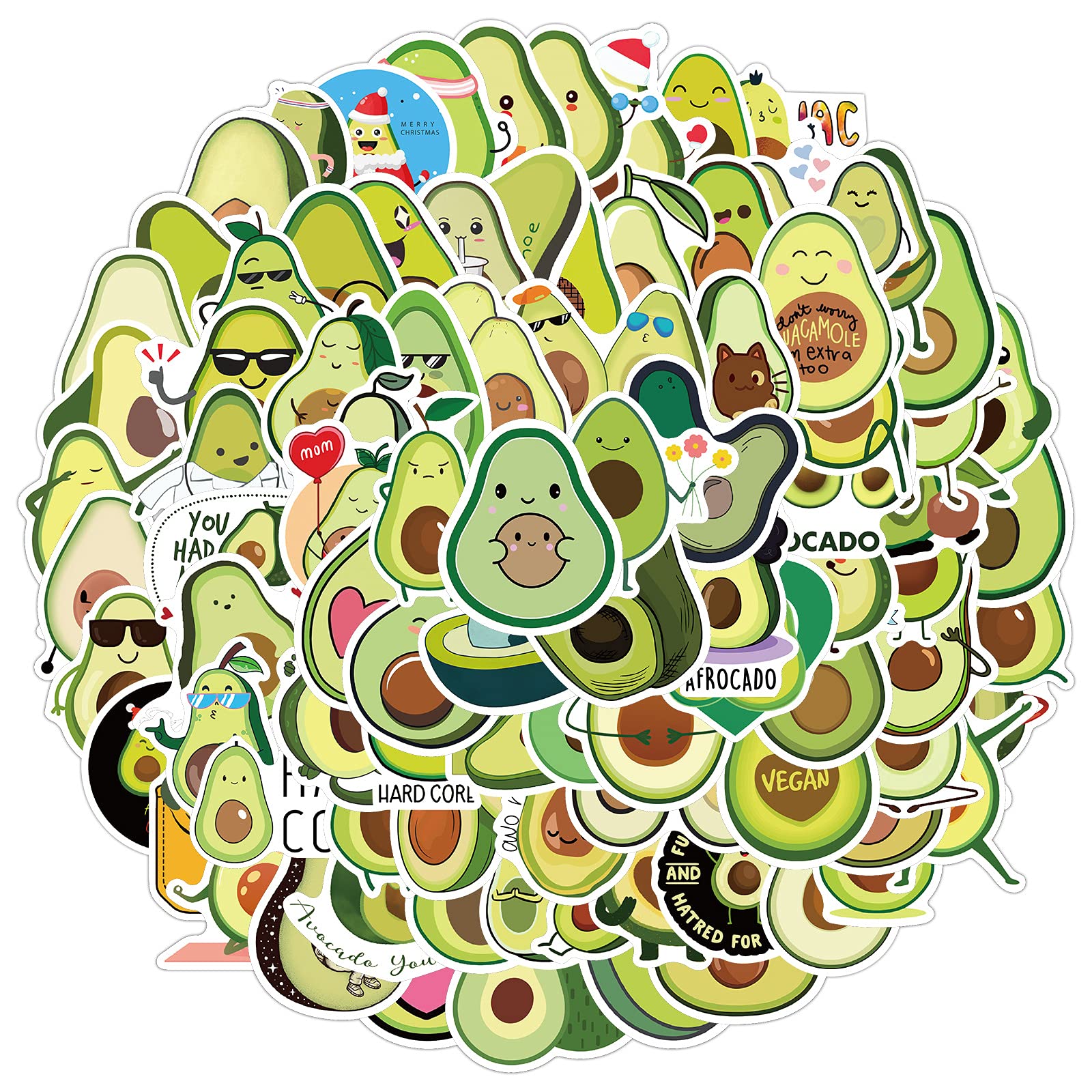 100Pcs Avocado Stickers Laptop Water Bottles Phone Skateboard Car Computer Bicycle Motorcycle Green Fruit Stickers Vinyl Waterproof Aesthetic Stickers Pack for Teens Kids Adults Children