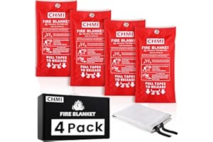 CHMI Emergency Fire Blanket - 4 Pack 39.3"x39.3" Flame Suppression Fiberglass Fire Blanket for Home and Kitchen,Flame Retardant and Thermal Insulation Design for Emergency Survival Safety.