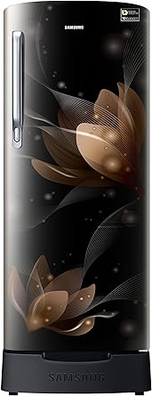 Samsung 192 L 4 Star Direct Cool Single Door Refrigerator(RR20N182YB8/HL/RR20N282YB8/NL, Blooming Saffron Black, Base Stand with Drawer, Inverter Compressor)