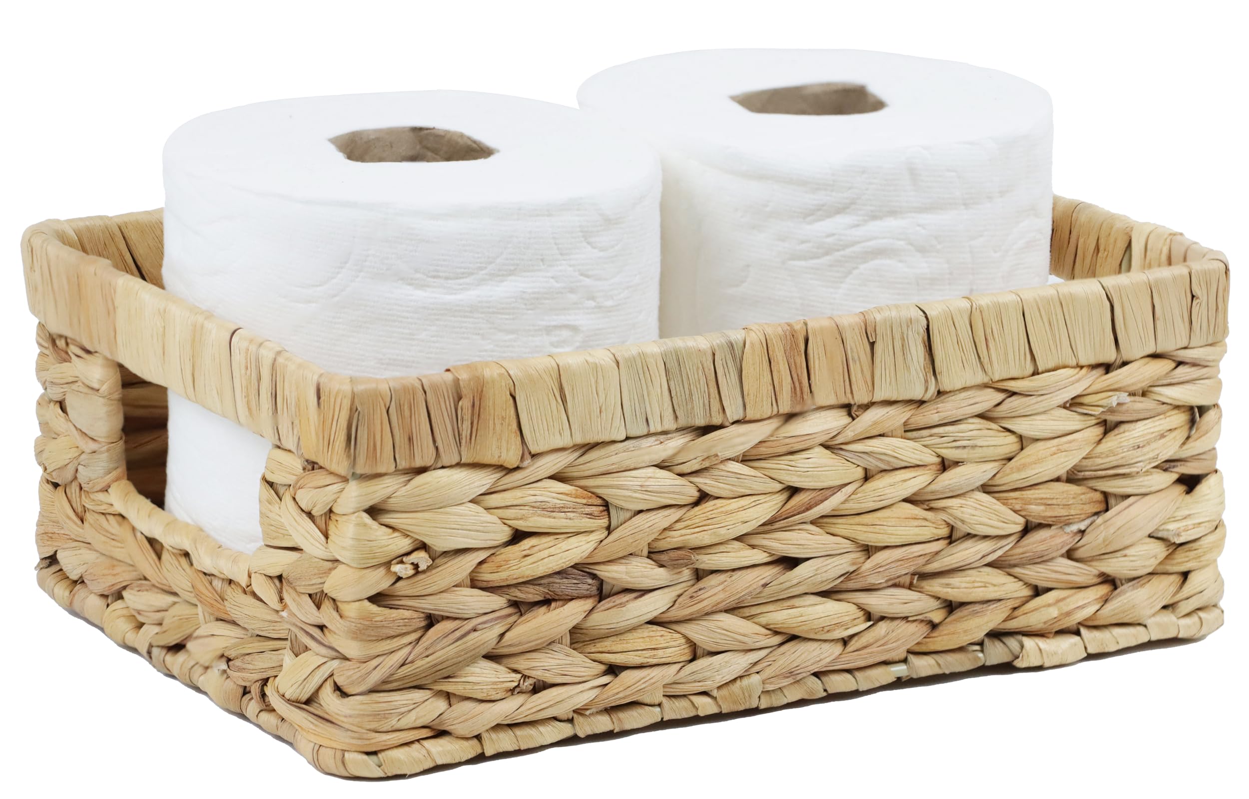 Photo 1 of Wicker Baskets, Baskets for Organizing, Rattan Woven Basket for Storage, Organizer Bins with Built-in Handles, Storage Basket for Shelves (Water Hyacinth, Small)