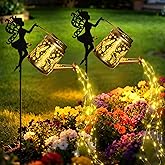 X-PREK Solar Lights Outdoor Waterproof, Fairy Solar Garden Lights Outdoor Decoration, Hummingbird Solar Watering Can Light Gardening Gifts for Mom Grandma 2 Packs