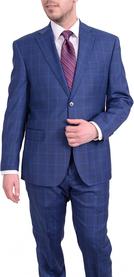 Amazon Co Jp メンズスーツ セットアップ ３ピース スリム チェック柄 おおきいサイズ ビジネス 結婚式 ネイビー 服 ファッション小物