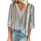 Tops for Women Casual Spring 3/4 Length Sleeve Tops