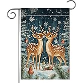 Winter Reindeer Snowflake Garden Flag 12x18 Inch Double Sided Christmas Yard Outdoor Flag House Holiday Outside Decoration