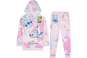 Disney Stitch Tracksuit for Girls, 2 Piece Hoodie and Jogger Set, Tie Dye Loungewear, Kids Clothing, Gifts for Girls