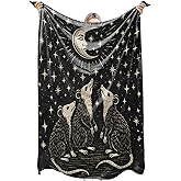 zbezbe Vintage Opossum Flannel Blanket Gothic Night Sky Moon Star Lightweight Blankets 60x50inch Single Sided Print Throw for Sofa Couch Bed Decor Adults and Dark Aesthetic Lovers Gifts