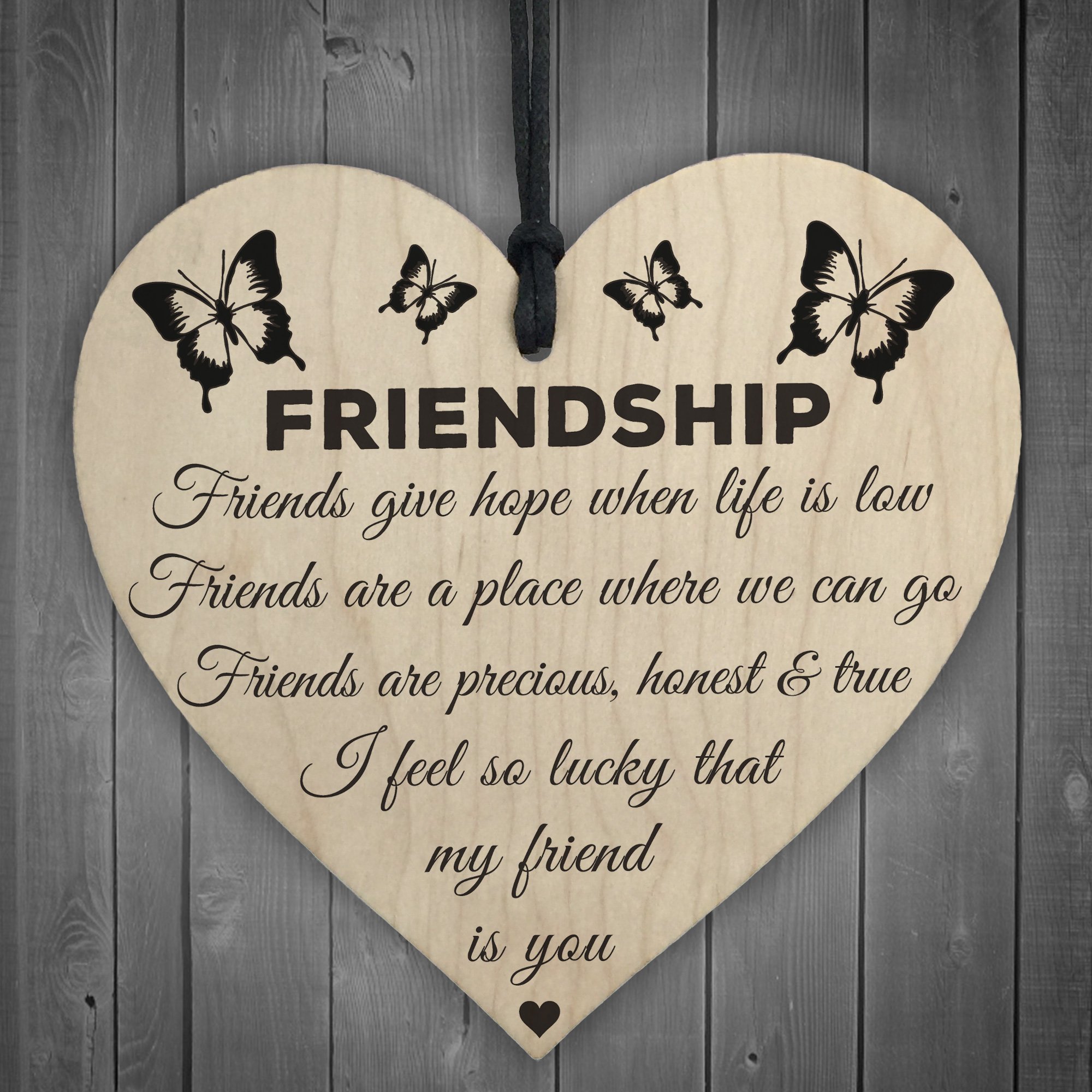 Red Ocean I'm Lucky My Friend Is You Wooden Hanging Heart Friendship Gift Best Friends
