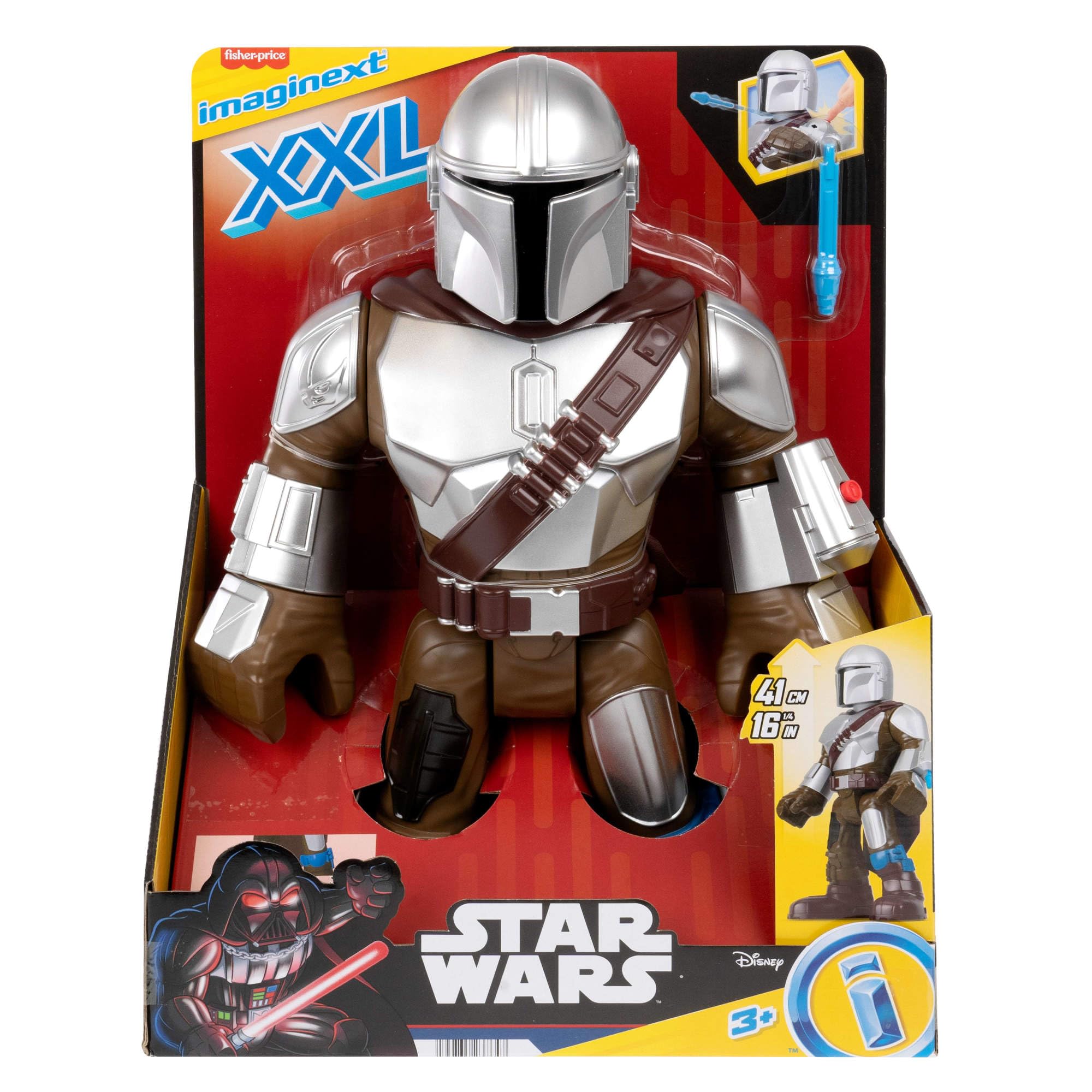 Fisher-Price Imaginext STAR WARS Spielzeug XXL The Mandalorian-Figur, ca. 42 cm große, bewegliche Figur mit Starter für Kinder ab 3 Jahren, HXT20 6