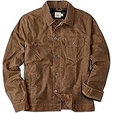 Huckberry Flint and Tinder Men's Flannel-Lined Waxed Trucker Jacket, Water & Weather Resistant Mens Jacket