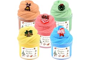 AFOFALL Christmas Slime-5 Pack Cloud Slime Kit, Slime with Cute Charms Scented Non Sticky, DIY Slime Supplies for Girls Boys Kids, Slime for Xmas Party Favor Birthday Gifts