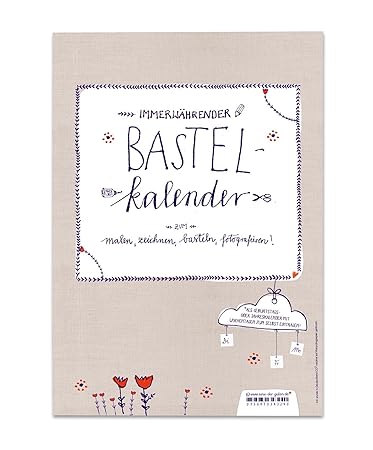 Bastelkalender ohne Jahr zum Selbstgestalten | A4 Fotokalender immerwährend | Recyclingpapier | Blau Weiß Rot Beige | Spiralb