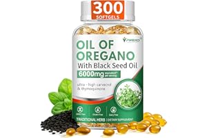 PWERD 300 Softgels Wild Oregano Oil Capsules Organic Pills of Oregano Softgels Capsules Organic with Black Seed Oil