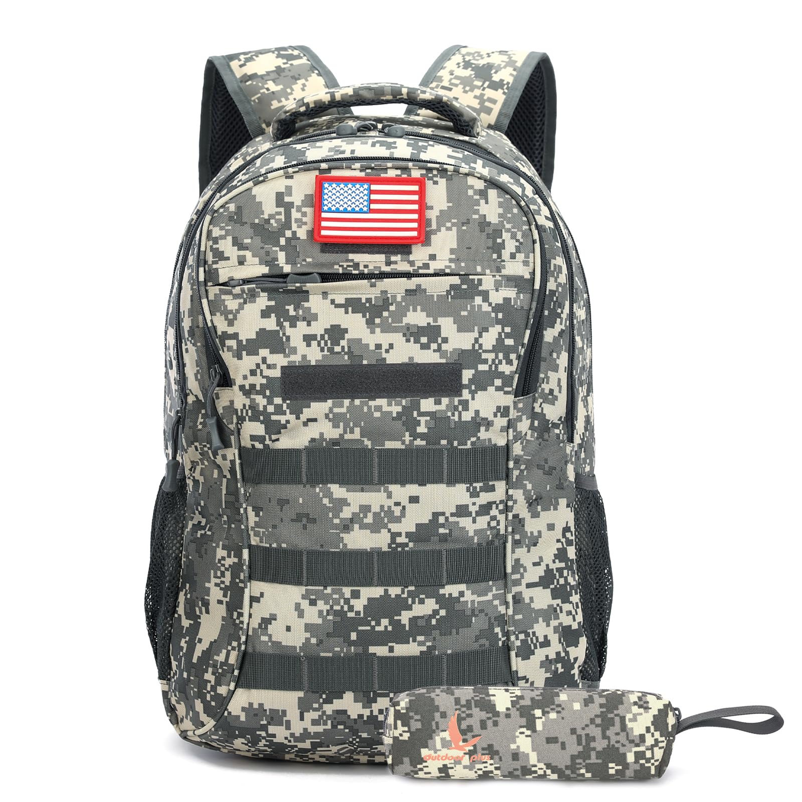 Photo 1 of outdoor plus Camo Backpack for Boys,Military Teen Backpack with USB Port, Army Bookbag for School Tactical