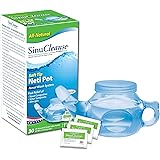 SinuCleanse Soft Tip Neti-Pot Nasal Wash System - Includes 30 All, Natural, Pre-Mixed Buffered Saline Packets - Relieves Nasa