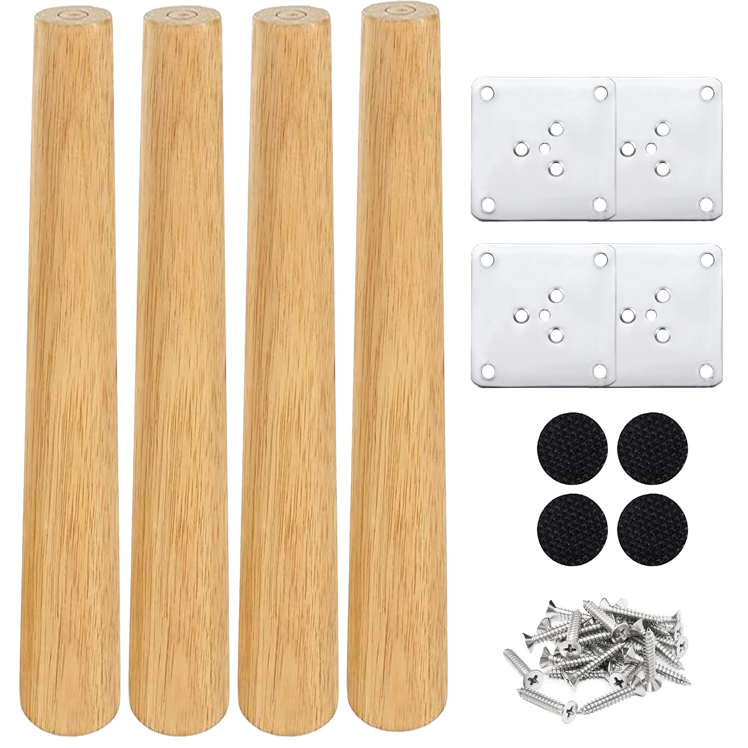 Drenky Set of 4 Wooden Table Legs, 25 cm Bed Legs - Straight Coffee Table Legs TV Stands, Walnut Finish with Fixing Fittings for Armchairs, Bedside Tables, Wardrobes, Dressers