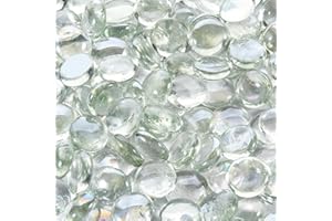 vchin 10 Pounds Firepit Glass, 3/4 Inch Glass Beads, Rocks for Fire Pit Table, Fireplace and Fire Bowl, Crystal Luster