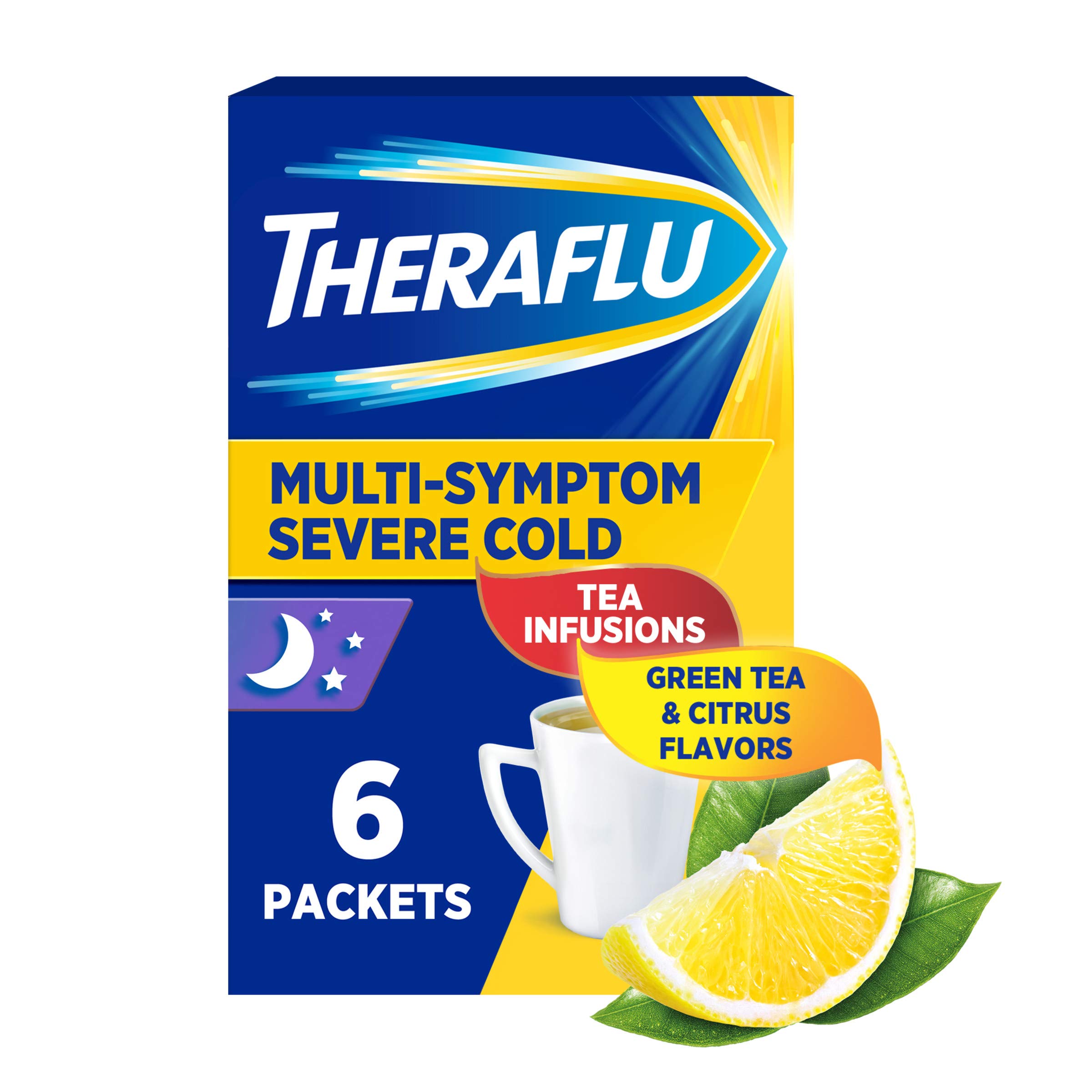 Theraflu Nighttime MultiSymptom Severe Cold Hot Liquid Powder Green