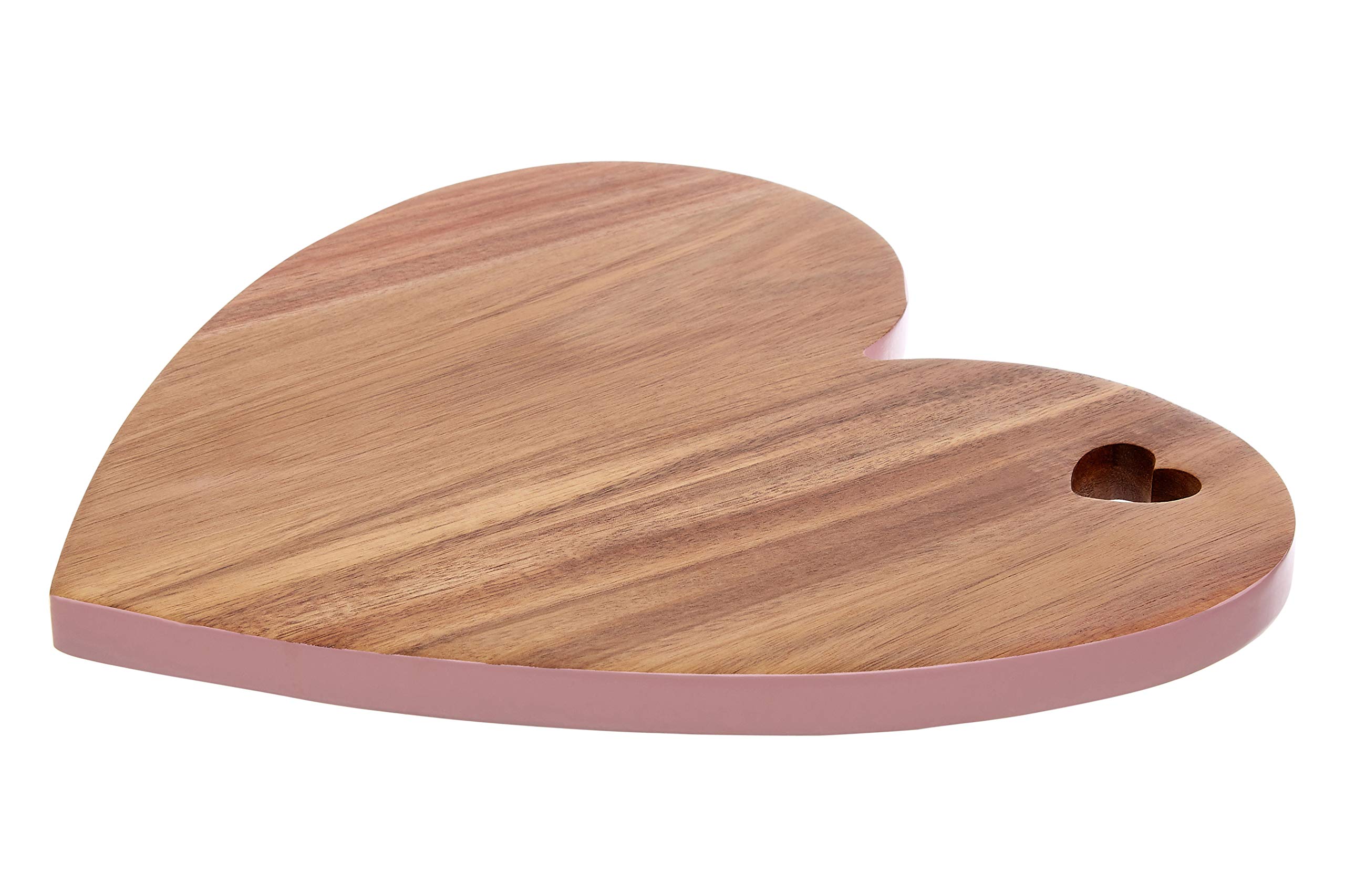 Socorro Heart Chopping Board, Acacia Wood, Pink Edge