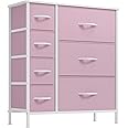 YITAHOME Dresser for Bedroom, 7 Drawers Fabric Dresser, Organizer Unit for Living Room, Hallway, Closets - Sturdy Steel Frame, Wooden Top & Easy Pull Fabric Bins (Pink)