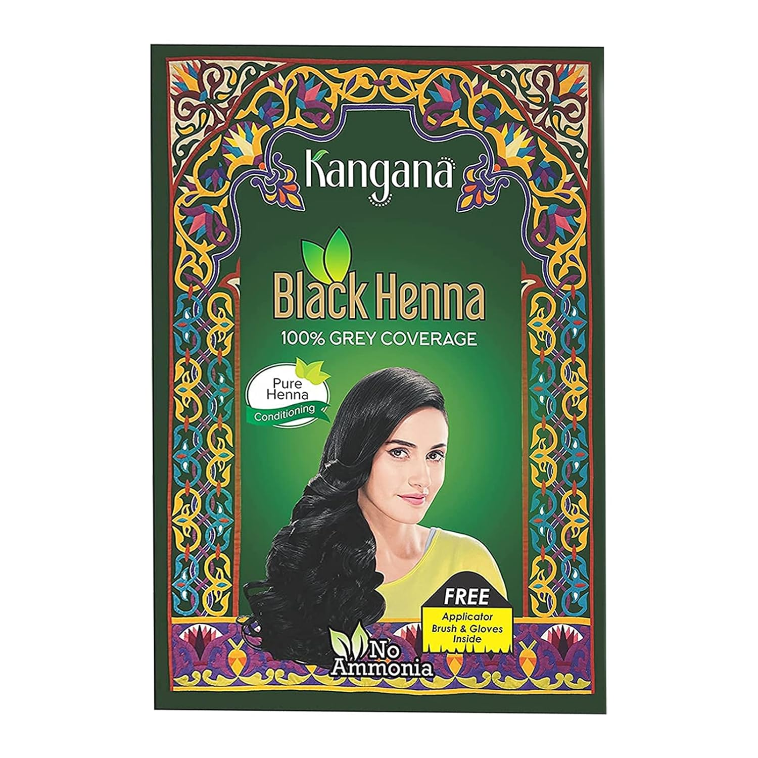 Kangana Black Henna Powder for 100% Grey Coverage | Natural Black Henna Powder for Hair Dye / Color | Naturals Henna Hair Color - 6 Pouches Inside- Total 60g (2.11 Oz) - Pack of 2 : Beauty
