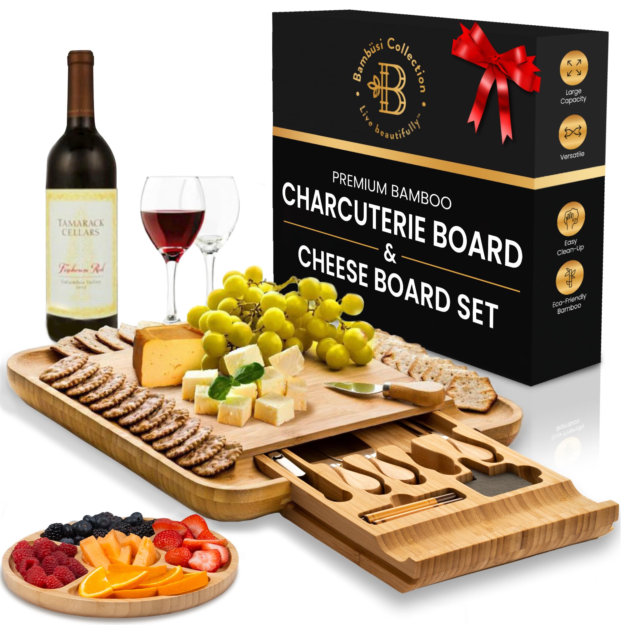 Photo 1 of Charcuterie Board Gift Set - Bamboo Cheese Board and Knife Set - Housewarming Gifts for New Home, Wedding Gifts for Couples 2025, Bridal Shower Gifts, Birthday Gifts for Women