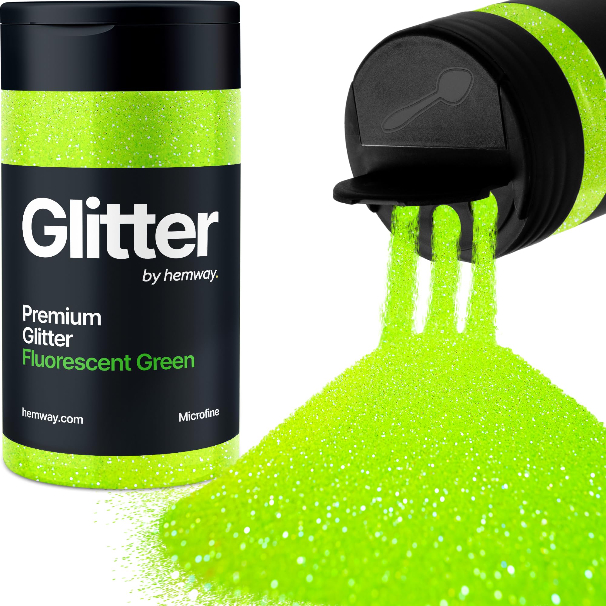 Fluorescent Green Glitter Shaker, 130g Microfine Glitter, Crafts 1/256" Metallic Flake Green Sequins, Resin & Epoxy Crafts, Decorating, Halloween, Christmas Nail, Face, Hemway