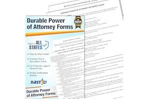 Zastic! 2025 Durable Power of Attorney Forms Kit - Comprehensive Power of Attorney Form for Financial, Legal, and Personal Use – Includes 3 Blank Durable Power of Attorney Forms, Guide, & Envelopes