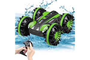 YEZI Amphibious RC Car for Kids 2.4 GHz 4WD Remote Control Boat Waterproof RC Monster Truck Rotate 360° Spins & Flips, All-Terrain Stunt Car Beach Pool Toys Gifts for Age 5-12 Teens Boys Girls Adults