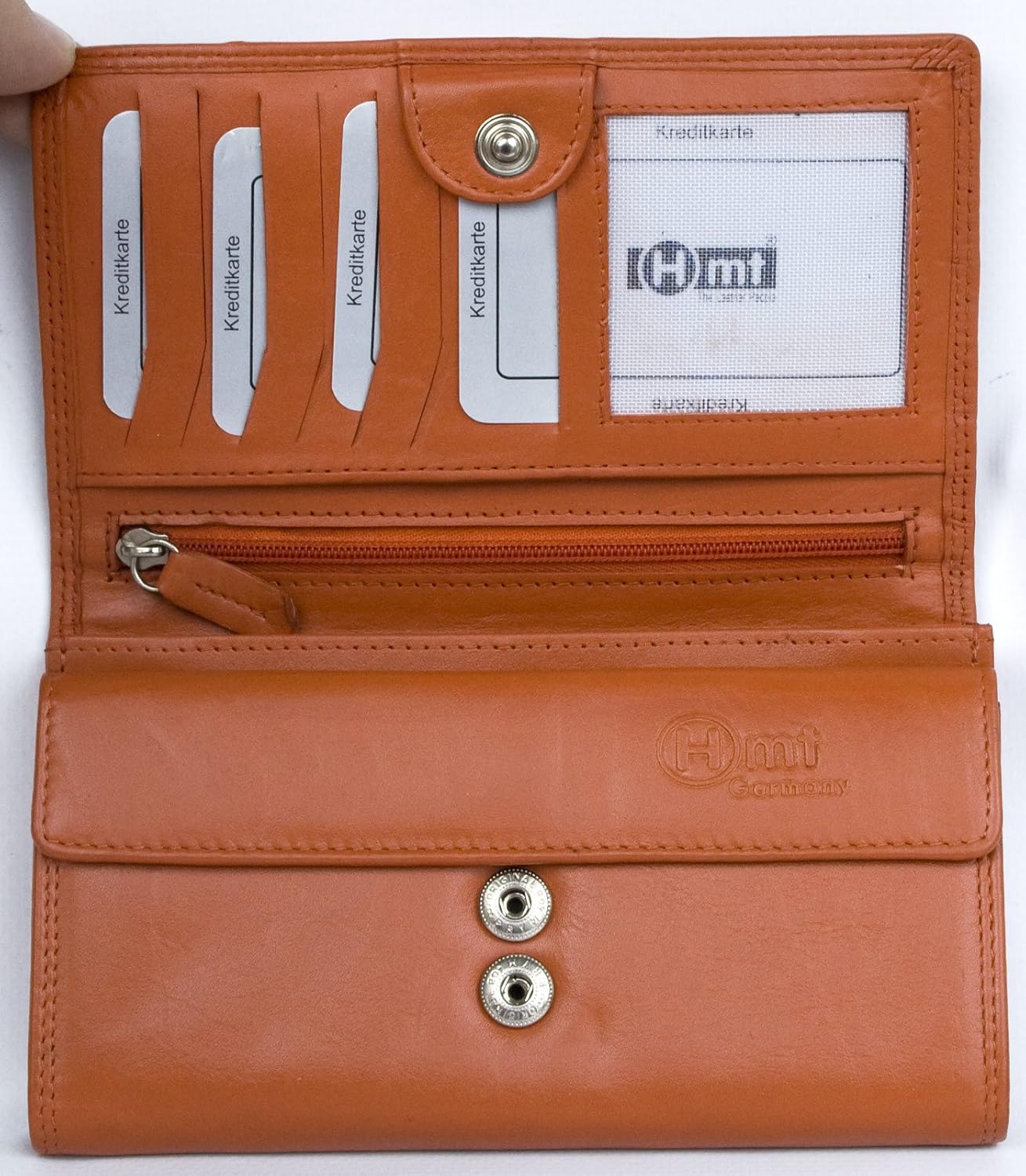 Women's Orange Soft Genuine Leather Wallet HMT - Image 3