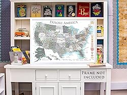 GeoJango National Parks Map Poster with USA Travel
