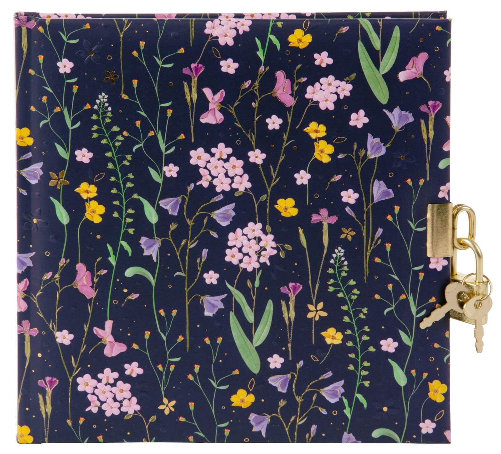 goldbuch 44 154 Meadow Miracles Blue Diary with Flower Design, Notebook with Lock and 2 Keys, Dimensions 16.5 x 16.5 x 1.5 cm, Journal 96 White Pages, Cover Art Print, Book for Notes in Blue