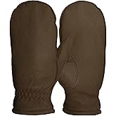 Pratt and Hart Snowfall Women’s Leather Mittens (Gloves for Winter Driving and Skiing) Fleece-Lined Glittens w/Finger Liners
