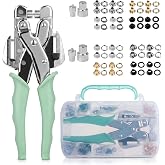 Grommet Tool Kit 3/16 &amp; 1/8, Eyelet Hole Punch Pliers Kit with 160PCS Metal Grommets Eyelets in 4 Colors, Heavy Duty Leather Hole Punch for Fabric Canvas Craft, Scrapbooking, Belt and DIY Projects