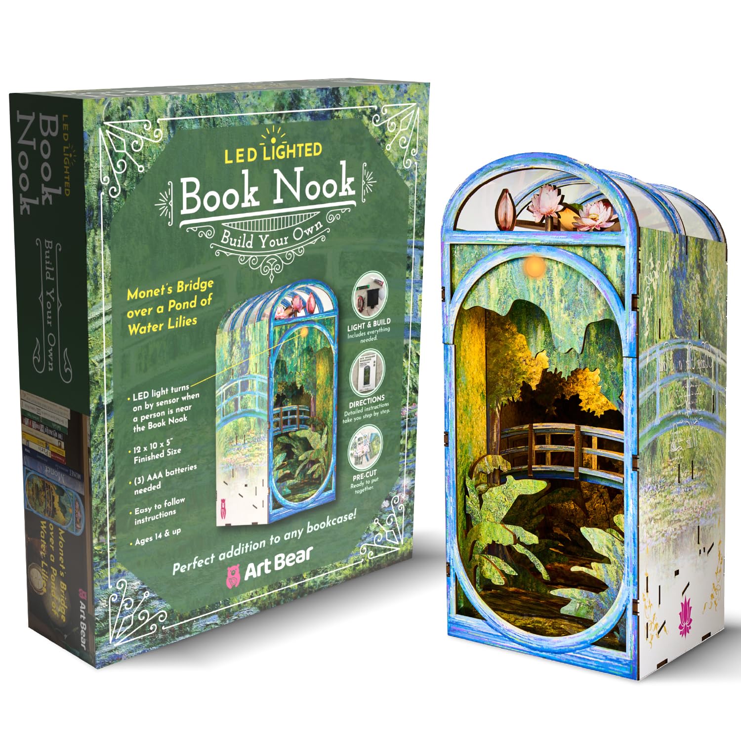 Photo 1 of DIY Book Nook Kit - Monet Mini House Building Book Nook Kits for Adults - Wooden 3D Puzzle Bookshelf Accessory for Artisans - Perfect DIY Miniature House Kit & Creative Bookends Gift for Book Lovers